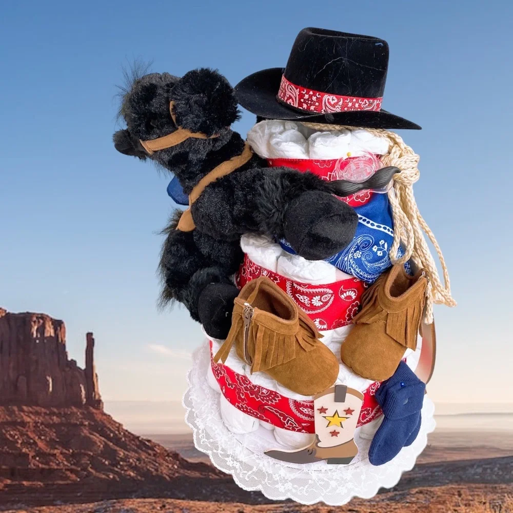 Wester Diaper Cake, Wild West Baby Shower